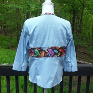 Unique Umbrellas Teal Top w Band Collar